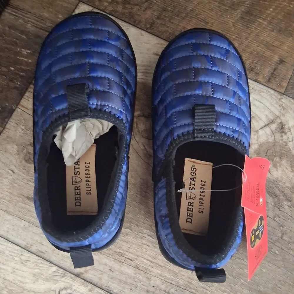 Deer Stags Little Kids Lil Yuma Quilted Slip-On House Shoe 13M Blue/Camo